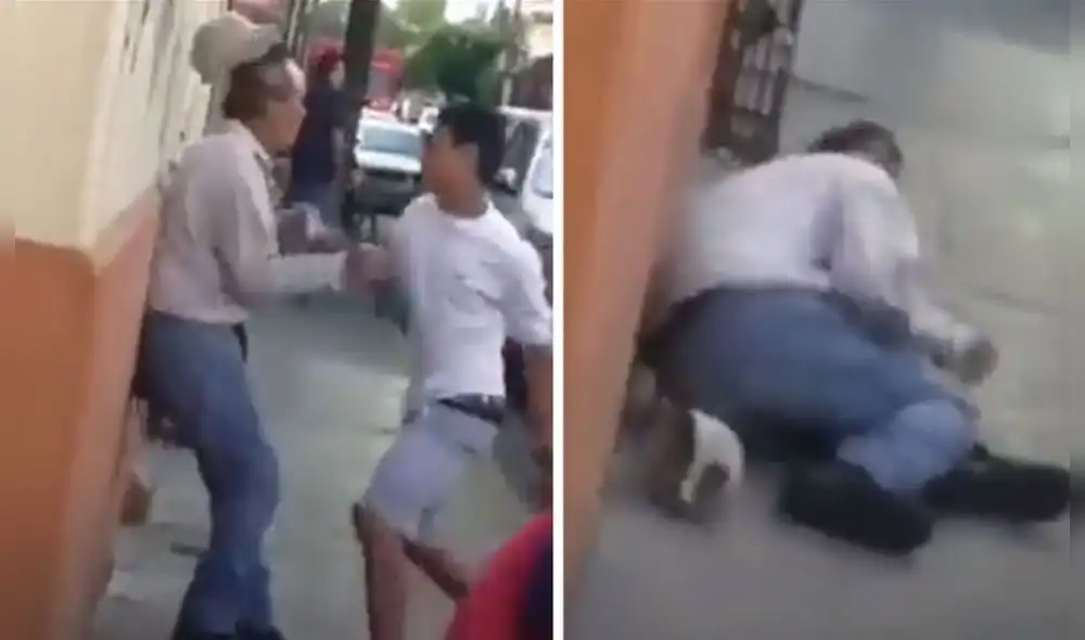 El video de la agresión al adulto mayor fue difundido en redes sociales. Foto: captura de pantalla / Twitter El video de la agresión al adulto mayor fue difundido en redes sociales. Foto: captura de pantalla / Twitter