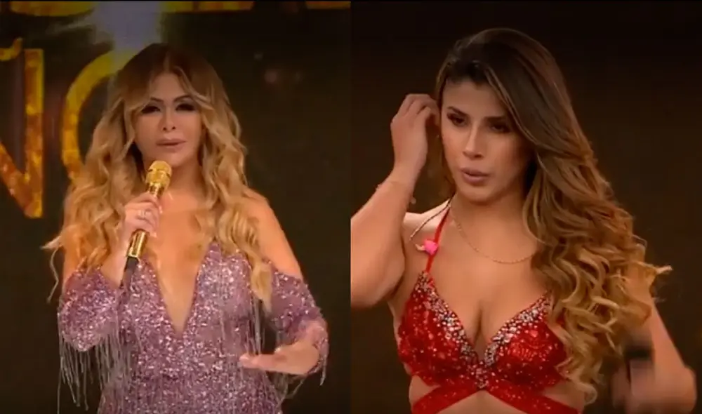 Gisela Valcárcel se mostró muy emocionada tras la presentación de Yahaira Plasencia junto a Néstor Villanueva. Foto: captura América TV.