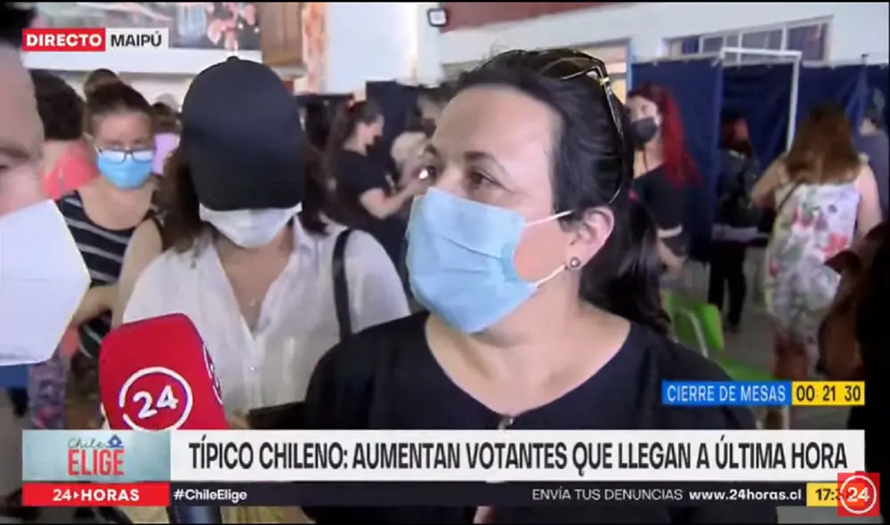 En Chile, la noticia del momento en las elecciones es la presencia de las largas filas a última hora. Foto: captura de 24 Horas