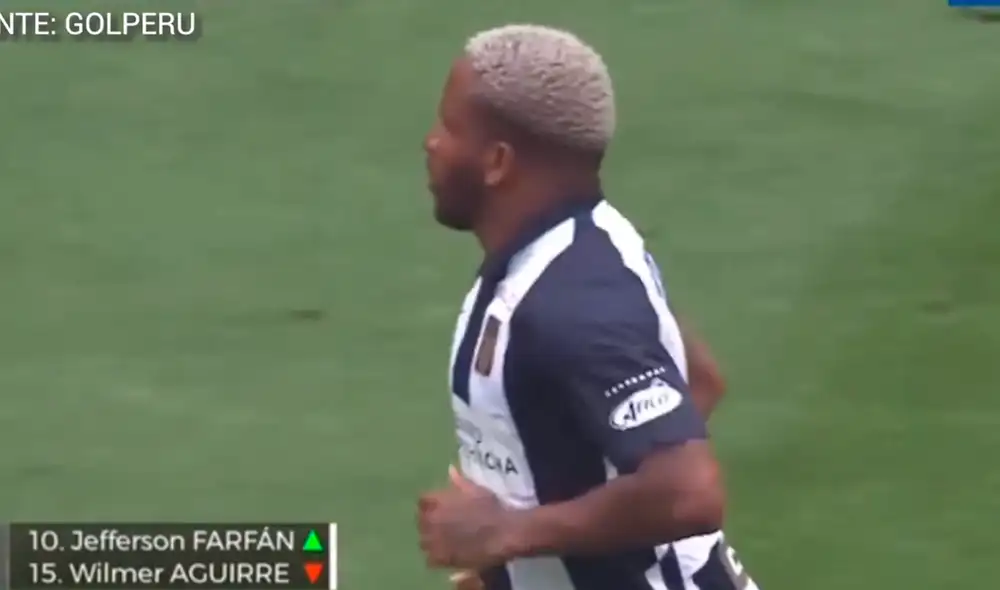 Jefferson Farfán ingresó al campo de juego por el 'Zorrito' Aguirre en Alianza Lima. Foto: captura Gol Perú