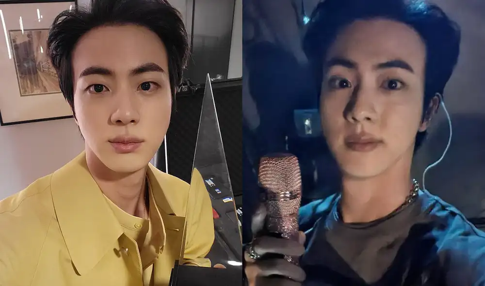 Jin de BTS ganó tres premios junto a sus compañeros en sus últimos AMAs 2021 previo al servicio militar obligatorio en Corea del Sur. Foto: composición La República/Weverse