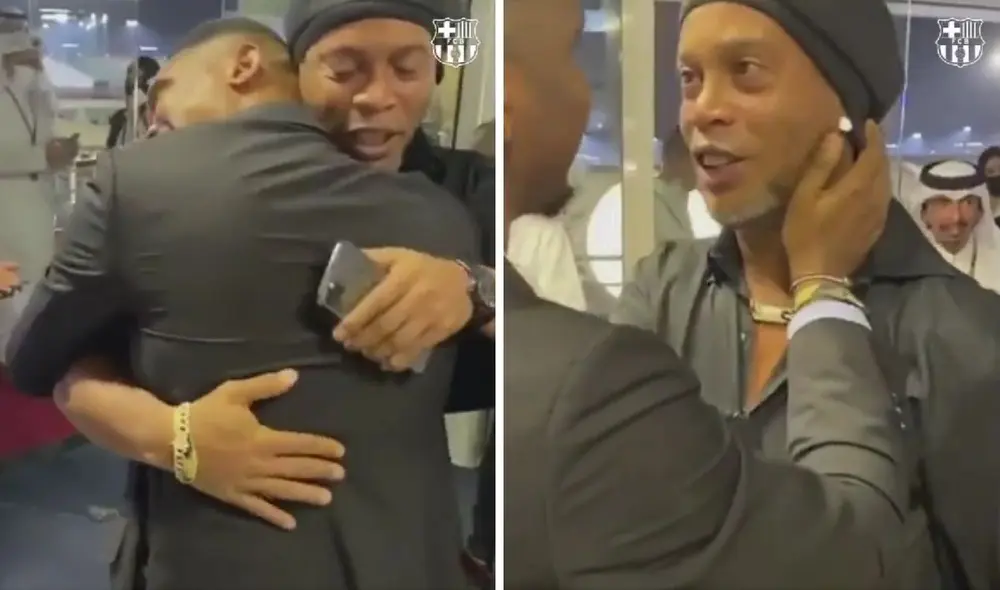 Ronaldinho y Eto’o se reencontraron en Qatar. Foto: captura FC Barcelona. Ronaldinho y Eto’o se reencontraron en Qatar. Foto: captura FC Barcelona.