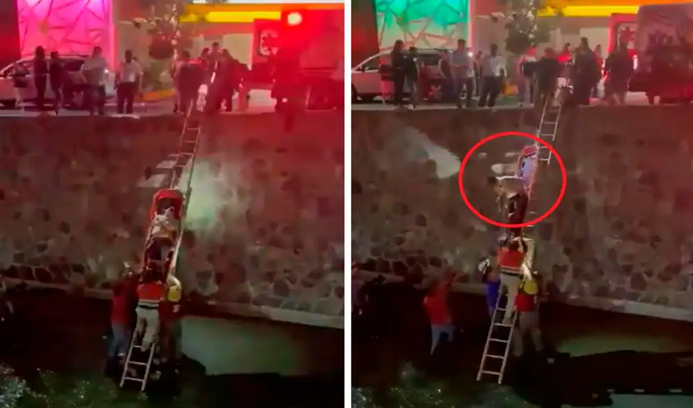 El cuerpo se desprendió de la correa y el sujeto quedó colgando de la camilla. Foto: captura de YouTube El cuerpo se desprendió de la correa y el sujeto quedó colgando de la camilla. Foto: captura de YouTube