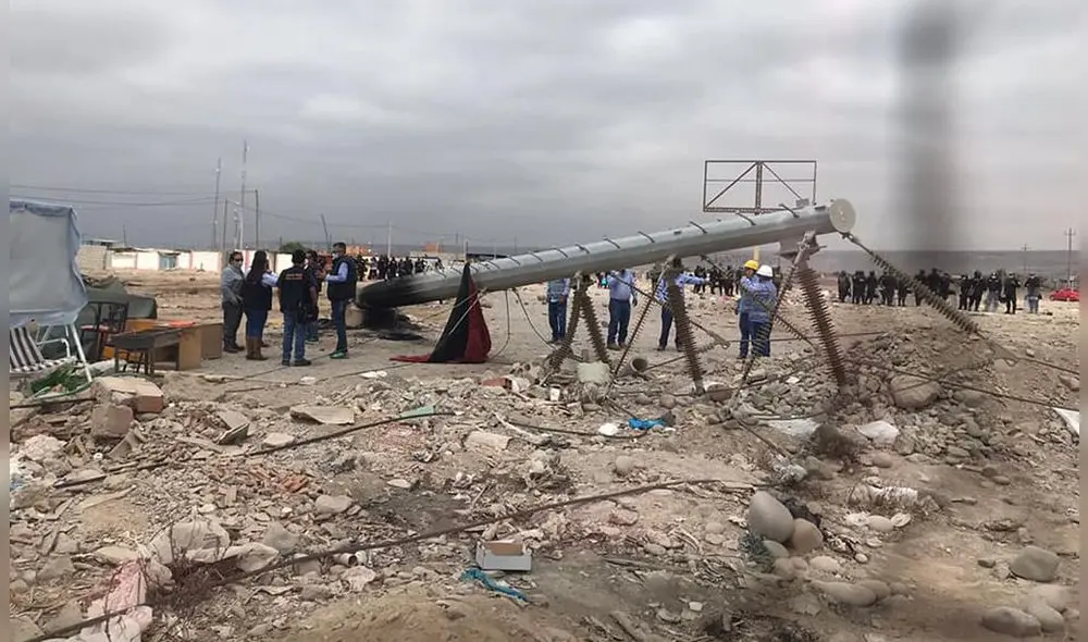 Caída de torre provocó corte de energía eléctrica.  Foto: Fiscalía