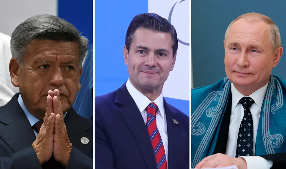 Acusado de plagio: César Acuña (Perú), Peña Nieto (México) y Vladimir Putin (Rusia). Foto: composición/AFP