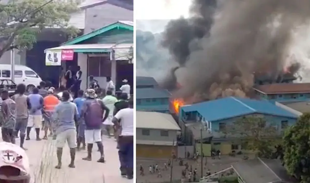 Humo desde los edificios en llamas en el barrio chino de la capital de las Islas Salomón, 25 de noviembre de 2021. Foto: Infobae / Video: El Confidencial Humo desde los edificios en llamas en el barrio chino de la capital de las Islas Salomón, 25 de noviembre de 2021. Foto: Infobae / Video: El Confidencial