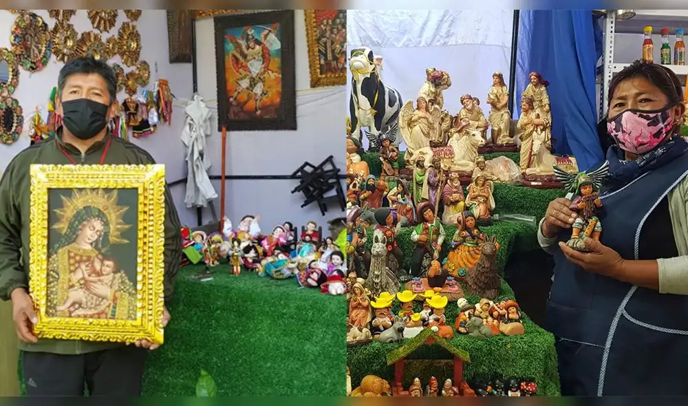 Néstor Ccala y Sonia Machaca presentan en la Feria Navideña sus mejores trabajos. Foto: La República