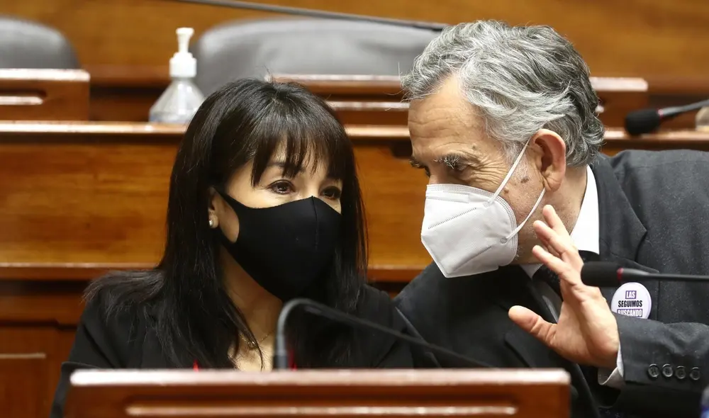 Mirtha Vásquez junto a Pedro Francke durante su exposición ante el Parlamento. Foto: Congreso de la República