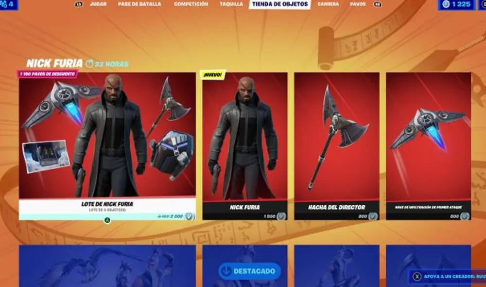 Entérate de los precios para conseguir los lotes de Nick Fury. Foto: Fortnite