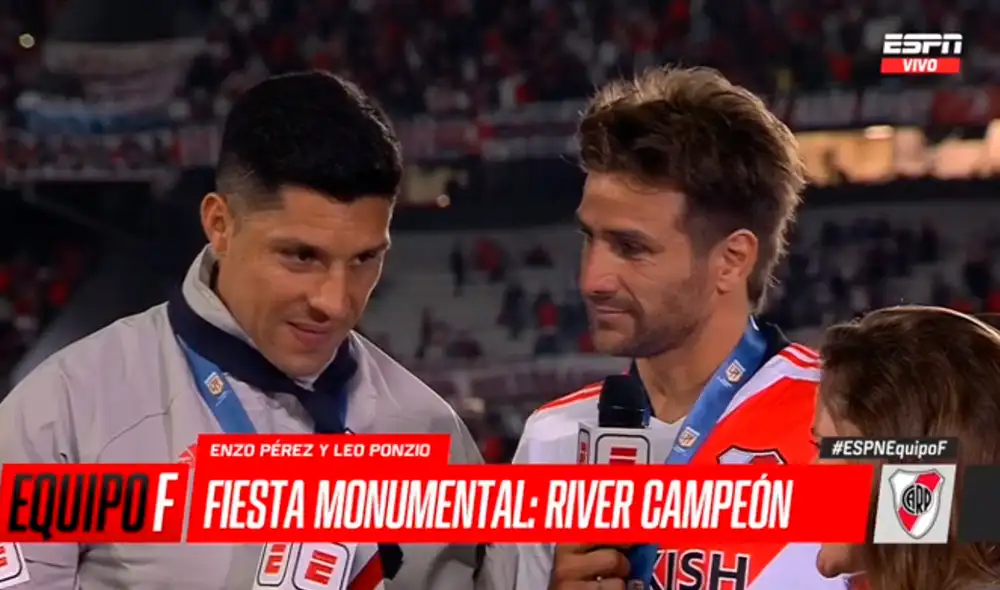 Enzo Pérez y Leonardo Ponzio comparten equipo desde junio de 2017. Foto: captura de ESPN Enzo Pérez y Leonardo Ponzio comparten equipo desde junio de 2017. Foto: captura de ESPN