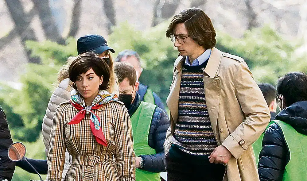 Escena. Junto a Adam Driver en el papel de Mauricio Gucci. Foto: difusión Escena. Junto a Adam Driver en el papel de Mauricio Gucci. Foto: difusión