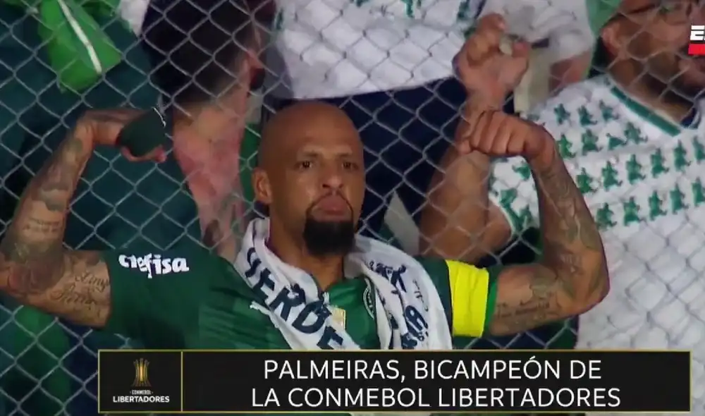 Felipe Melo celebró como Gabigol. Foto: captura ESPN.