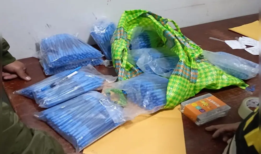 Paquete estaba destinado para un recluso del penal. Foto: PNP Paquete estaba destinado para un recluso del penal. Foto: PNP