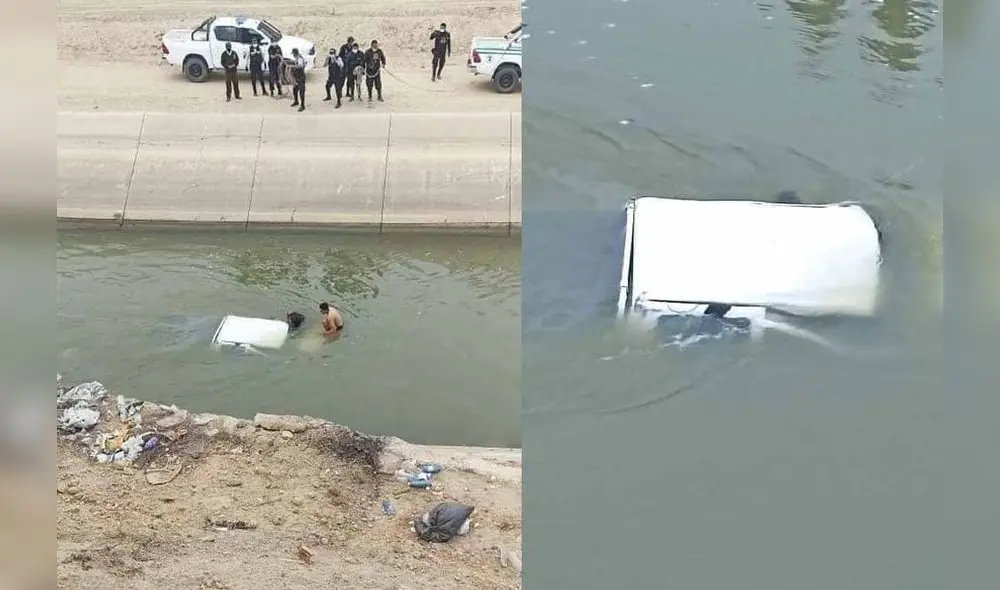 Camioneta se hundió en el canal. Foto: El Regional Camioneta se hundió en el canal. Foto: El Regional