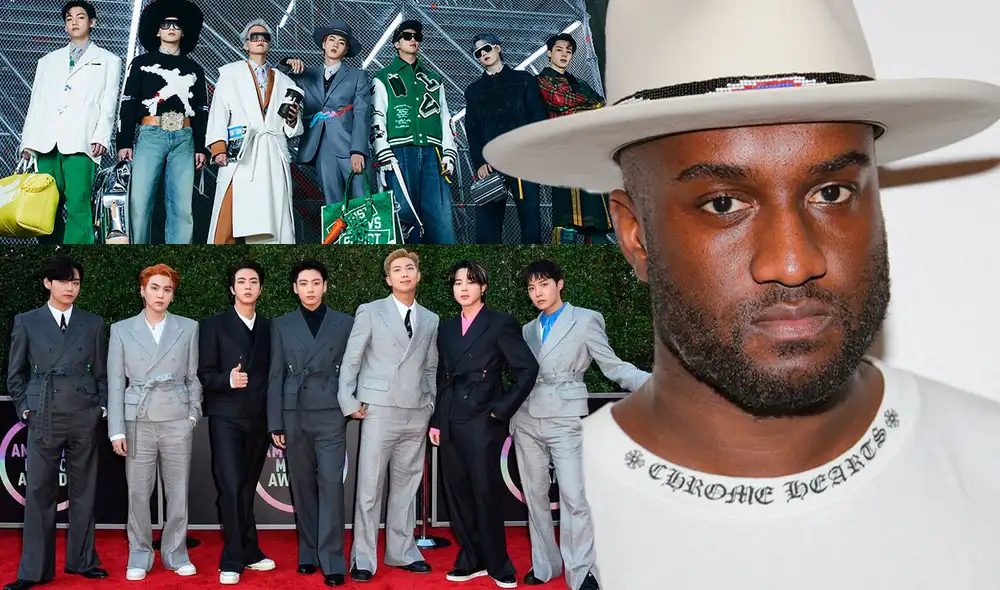 Virgil Abloh y los diseños que realizó para BTS bajo la marca Louis Vuitton. Foto: composición LR / AFP / Big Hit