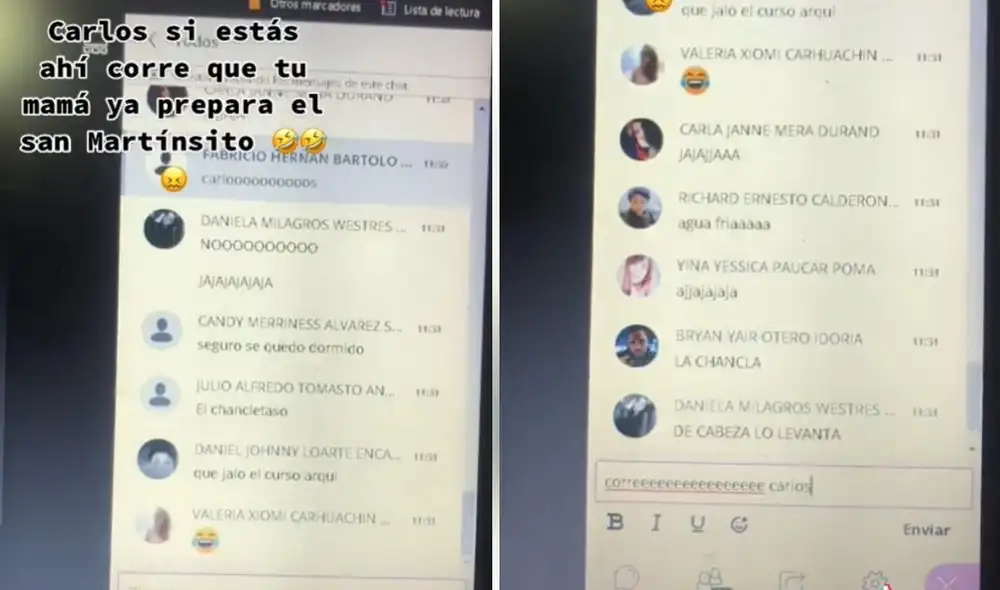 Los usuarios de la red se mostraron confundidos en un inicio, ya que pensaban que se trataba de un colegio, pero en realidad era una clase virtual universitaria. Foto: captura de TikTok