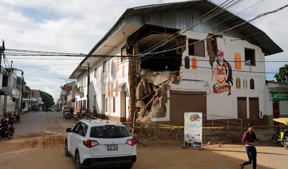 Vivienda de Yurimaguas afectada tras el terremoto de Lagunas (Loreto) de 2019. Foto: AFP