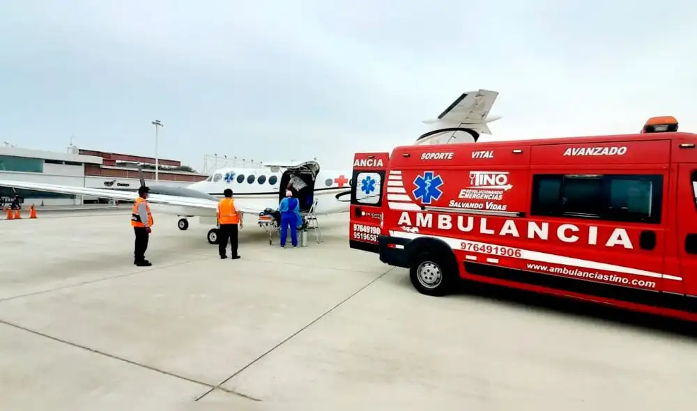 En ambulancia aérea fue trasladado paciente al Incor para una atención especializada. Foto: EsSalud.