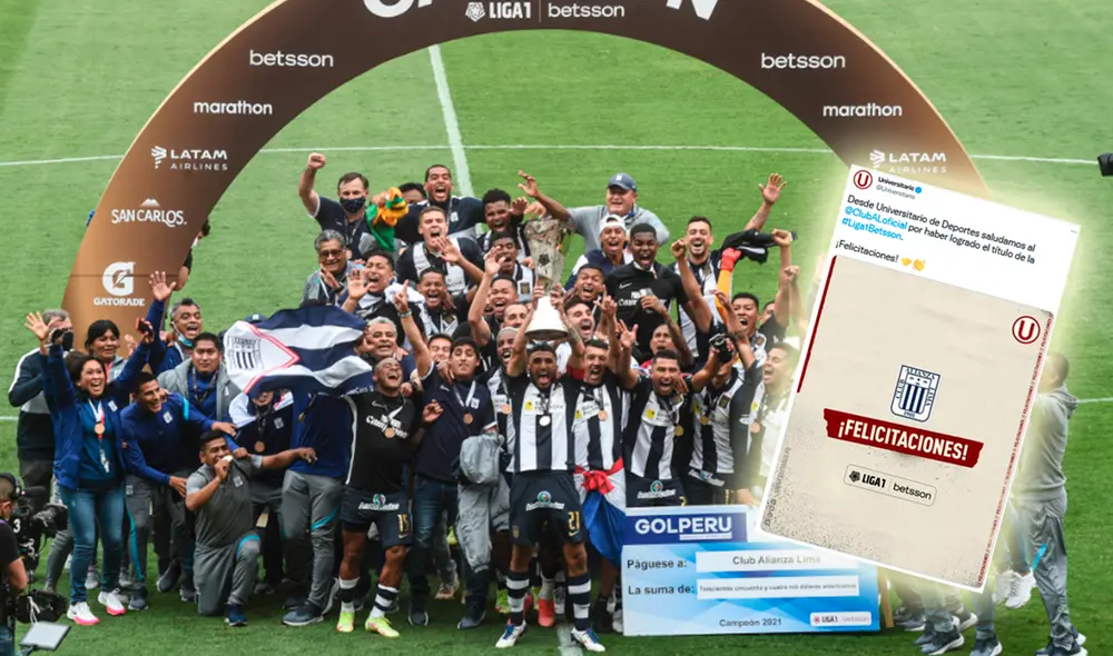 Universitario de Deportes felicitó a Alianza Lima por su título nacional número 24. Foto: AFP