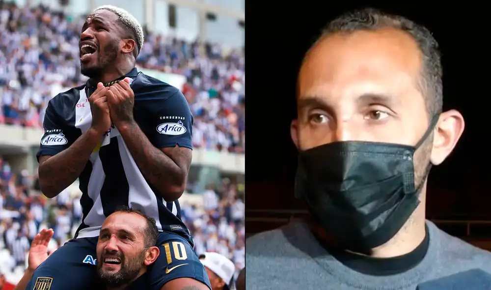 Hernán Barcos cargó a Jefferson Farfán en el festejo de Alianza Lima. Foto: Twitter/captura de DirecTV