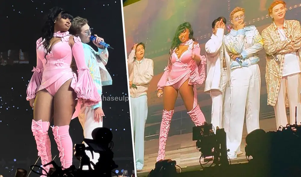 Megan Thee Stallion y BTS sorprendieron a asistentes del segundo concierto Permission to dance on stage. Foto: capturas/haseulpop/Twitter Megan Thee Stallion y BTS sorprendieron a asistentes del segundo concierto Permission to dance on stage. Foto: capturas/haseulpop/Twitter