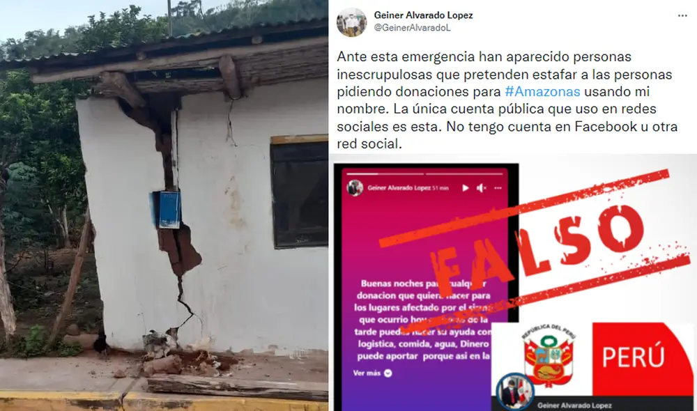 Geiner Alvarado descartó haber solicitado donaciones a través de Facebook. Foto: composición LR