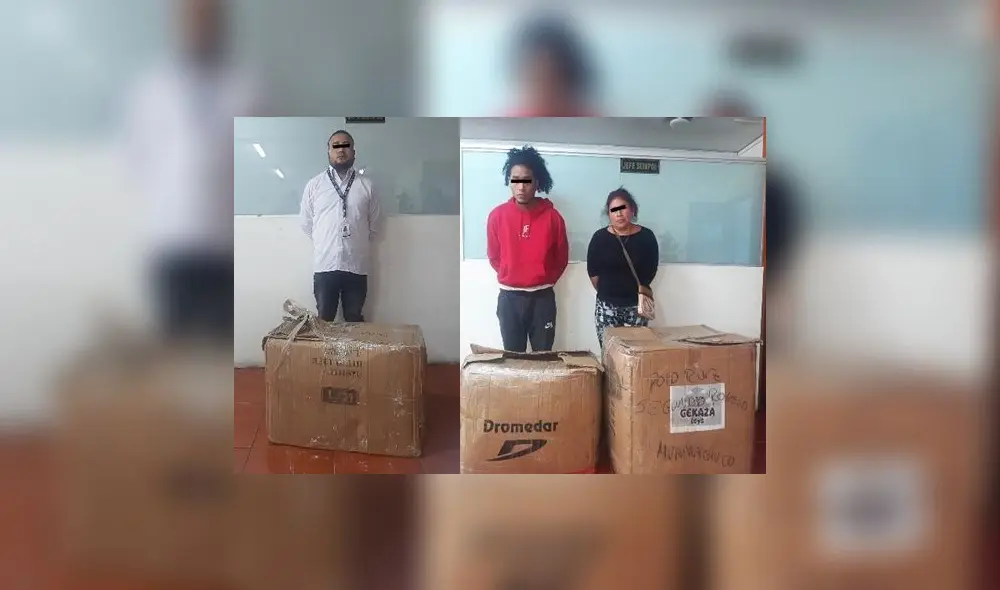Presuntos integrantes de Los Rastas de La Victoria y las cajas con marihuana. Foto: PNP Presuntos integrantes de Los Rastas de La Victoria y las cajas con marihuana. Foto: PNP