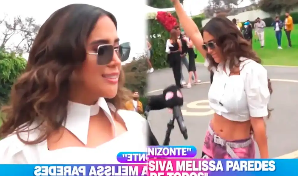 Melissa Paredes estuvo presente en el desfile con otras figuras del espectáculo. Foto: capturas América TV