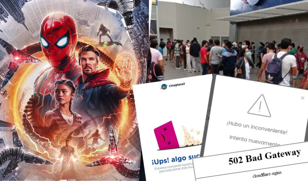 La preventa de Spiderman no way home en Perú y en todo el mundo provocó el colapso de varias páginas web de cine. Foto: composición/Facebook Spiderman/fotocaptura Cineplanet/fotocaptura Cinemark/ Twitter