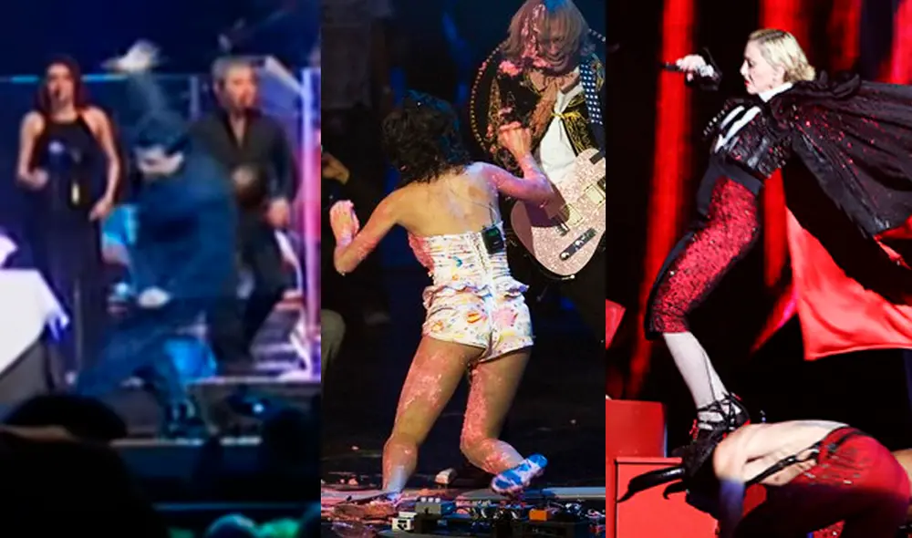 Las peores caídas de cantantes en pleno show. Foto: composición / La República