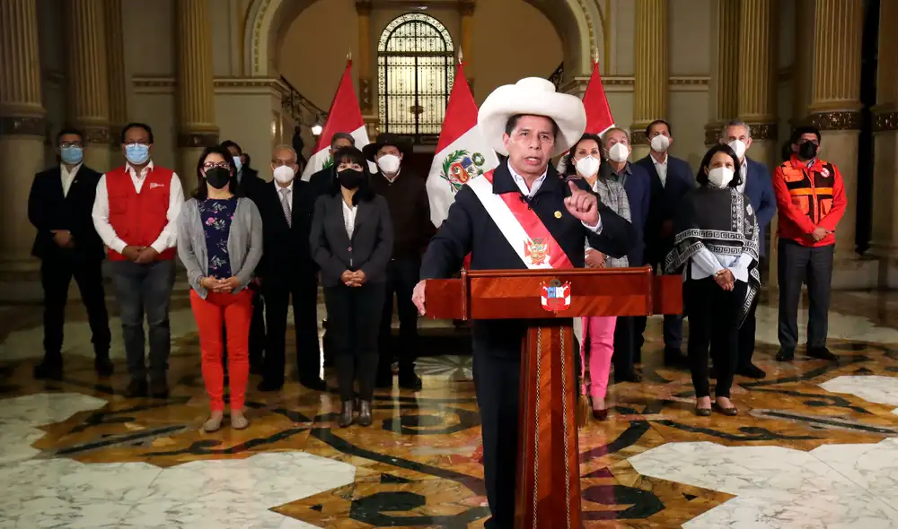 El presidente Pedro Castillo estuvo acompañado de sus ministros de Estado. Foto: Presidencia