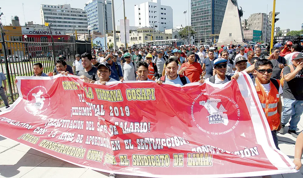 Manifestación. Participarán sindicatos de construcción. Foto: Aldair Mejía / La República Manifestación. Participarán sindicatos de construcción. Foto: Aldair Mejía / La República