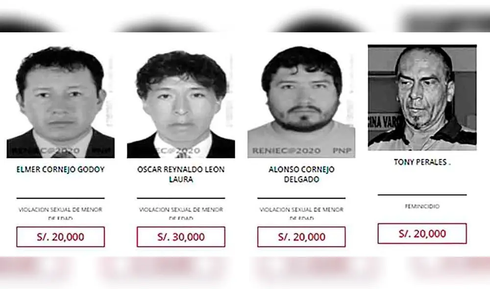 Buscados. Tony Perales y Burga Toledo están por años en lista. Foto: PNP