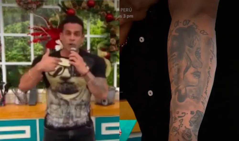Christian Domínguez manifestó que no es el único tatuaje, ya que viene realizándoselos desde muy joven. Foto: Captura América TV.