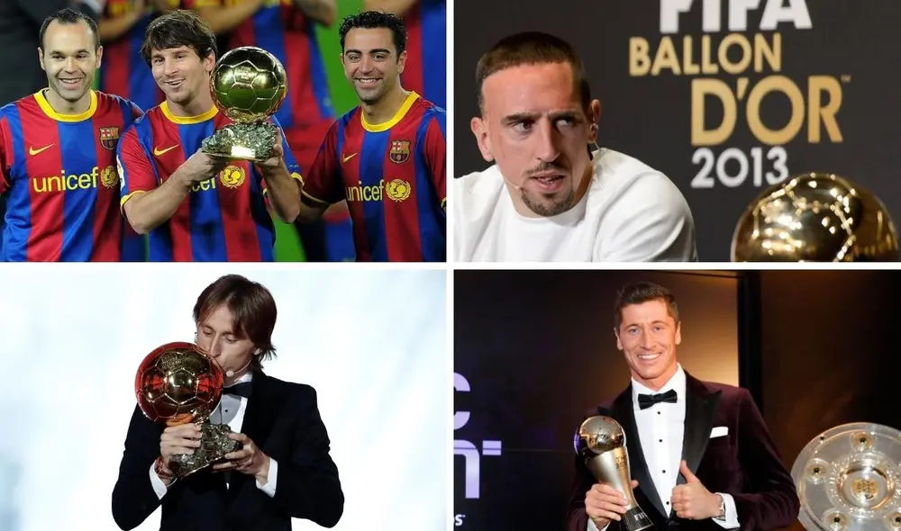 Iniesta, Ribery, Griezmann y Lewandowski son tuvieron argumentos suficientes para ganar el Balón de Oro. Foto: Composición LR/FIFA/FranceFootball. Iniesta, Ribery, Griezmann y Lewandowski son tuvieron argumentos suficientes para ganar el Balón de Oro. Foto: Composición LR/FIFA/FranceFootball.