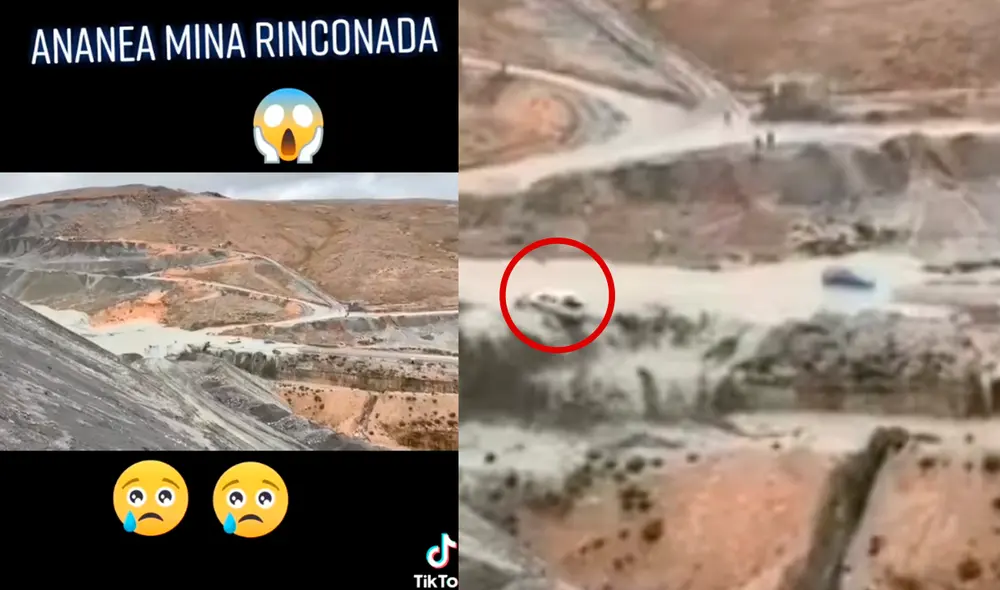 Los relaves mineros ocasionaron la destrucción de un tramo de la carretera asfaltada que interconecta Sillacunca. Foto: Tik Tok/ captura