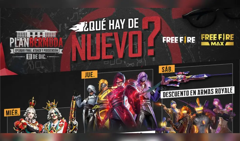 Las novedades que Garena trae para la primera semana de diciembre. Foto: Garena Las novedades que Garena trae para la primera semana de diciembre. Foto: Garena