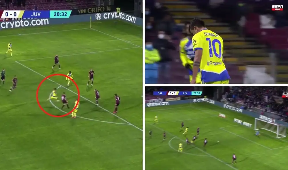 Paulo Dybala marcó el 1-0 de la Juventus. Captura ESPN.