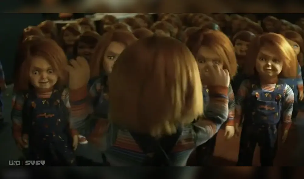 En el último episodio de la primera temporada de Chucky, la serie sabremos qué pasará con el ejército de Chuckys. Foto: captura de teaser SyFy y USA Network