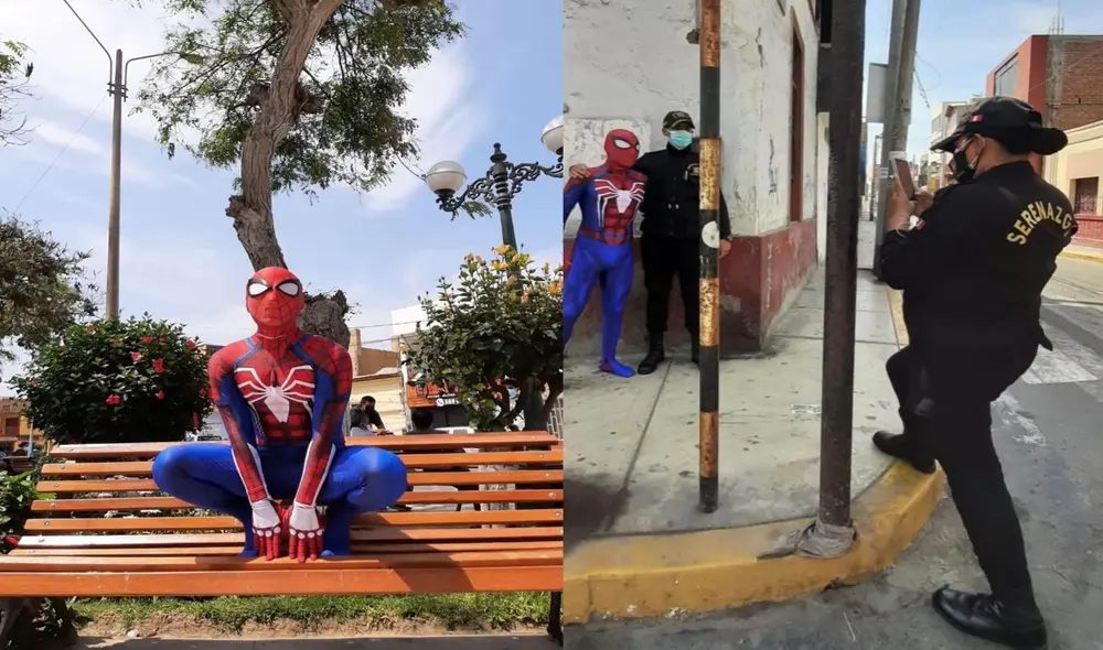 Joven peruano sorprende con su disfraz de Spider-Man y recorre las calles de Huacho. Foto: captura de TikTok.