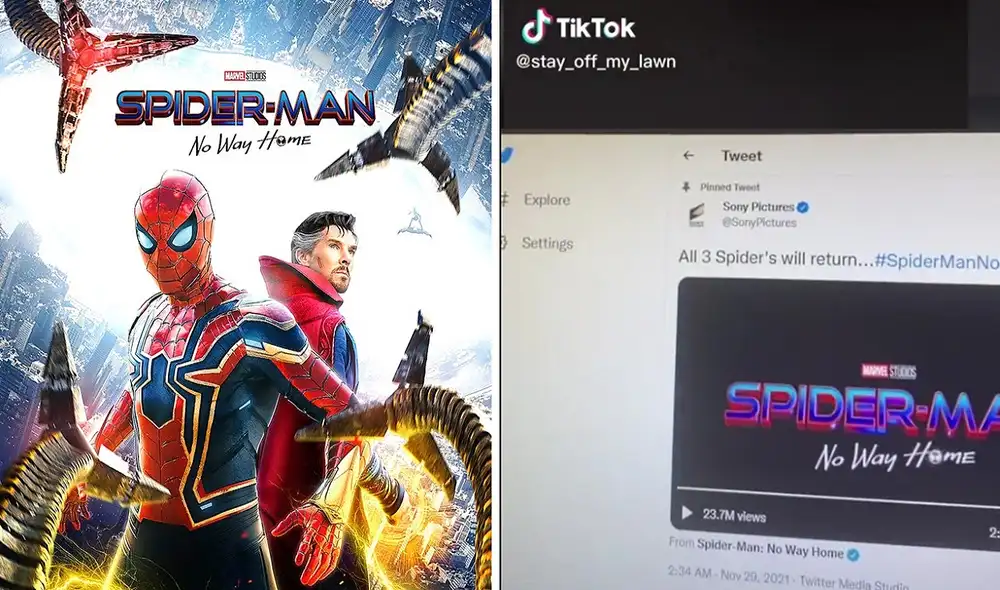 Los materiales publicitarios oficiales de Spider-Man: no way home aún no han mostrado rastro de Maguire y Garfield. Foto: composición/Marvel/Sony/captura de TikTok
