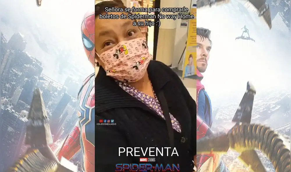Este vdeo viral de la mujer que esperar por entradas de Spider-Man: no way home ha generado muchos comentarios positivos. Foto: composición/Marvel Studios/Sony Pictures/Sr. Ixtapaluca