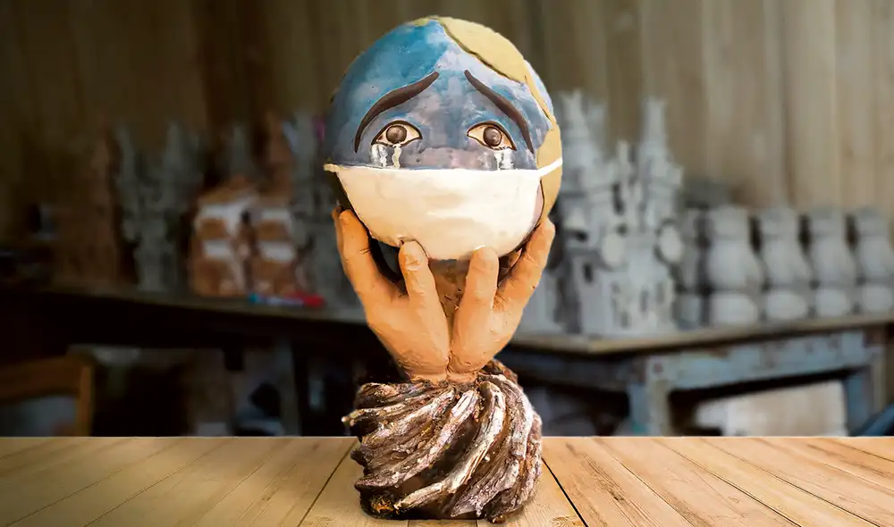 Actual. Pieza escultórica que grafica la pandemia que padecemos. Foto: difusión Actual. Pieza escultórica que grafica la pandemia que padecemos. Foto: difusión