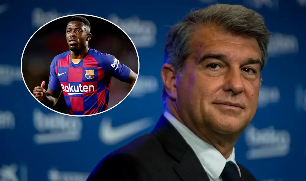 Joan Laporta se refirió a la posible renovación de Dembélé. Foto: Composición GLR