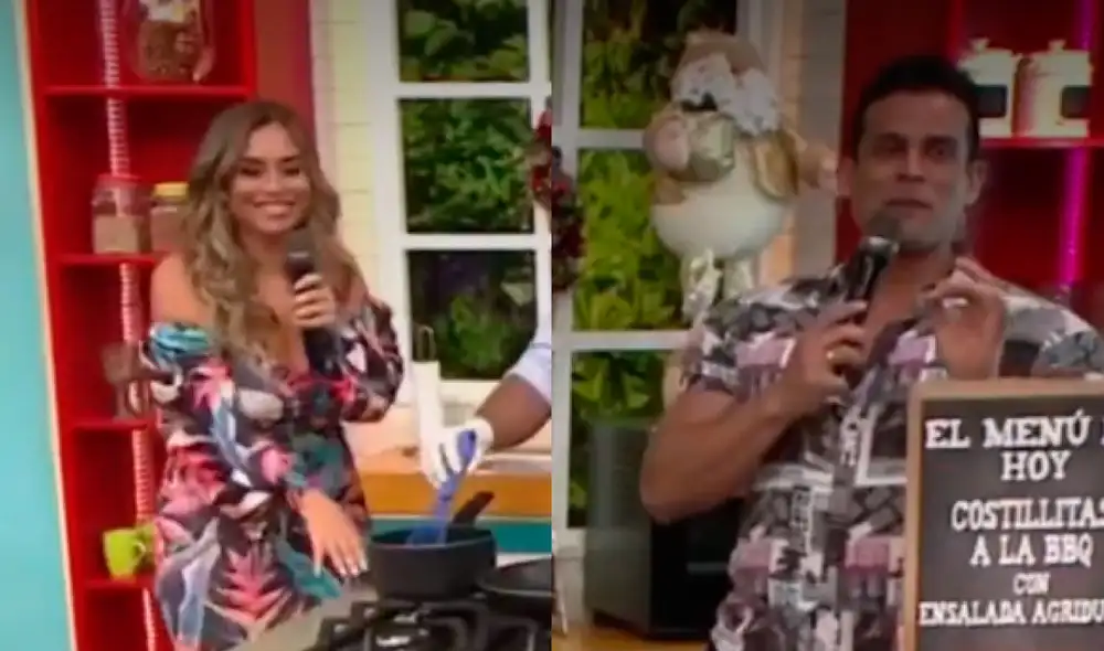 Ethel Pozo le hizo recordar a Christian Domínguez que no olvide su presentación en el día de su matrimonio. Foto: Captura América TV. Ethel Pozo le hizo recordar a Christian Domínguez que no olvide su presentación en el día de su matrimonio. Foto: Captura América TV.