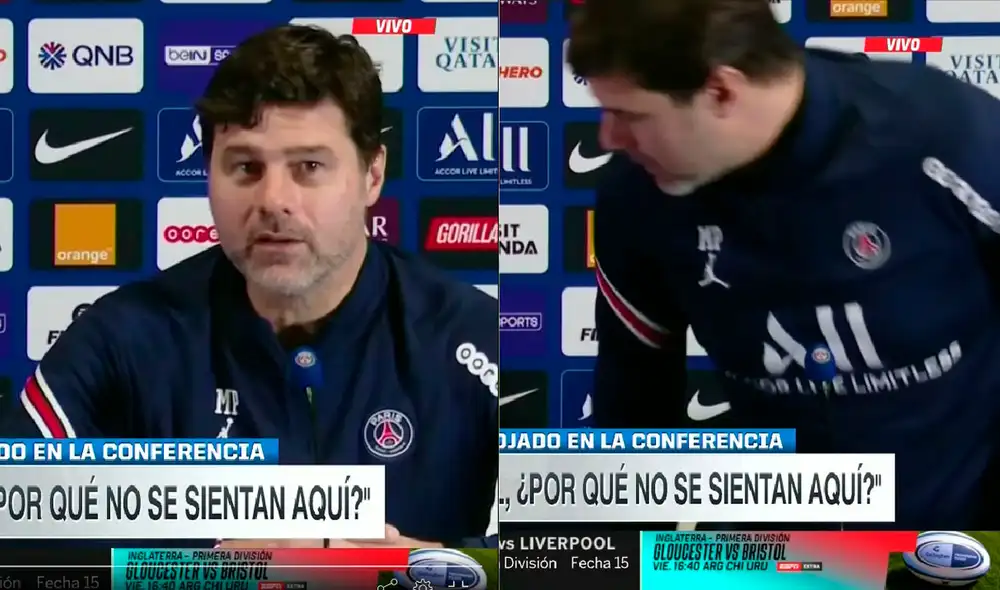 Mauricio Pochettino 'se fue y volvió' a la rueda de prensa. Foto: captura ESPN Mauricio Pochettino 'se fue y volvió' a la rueda de prensa. Foto: captura ESPN