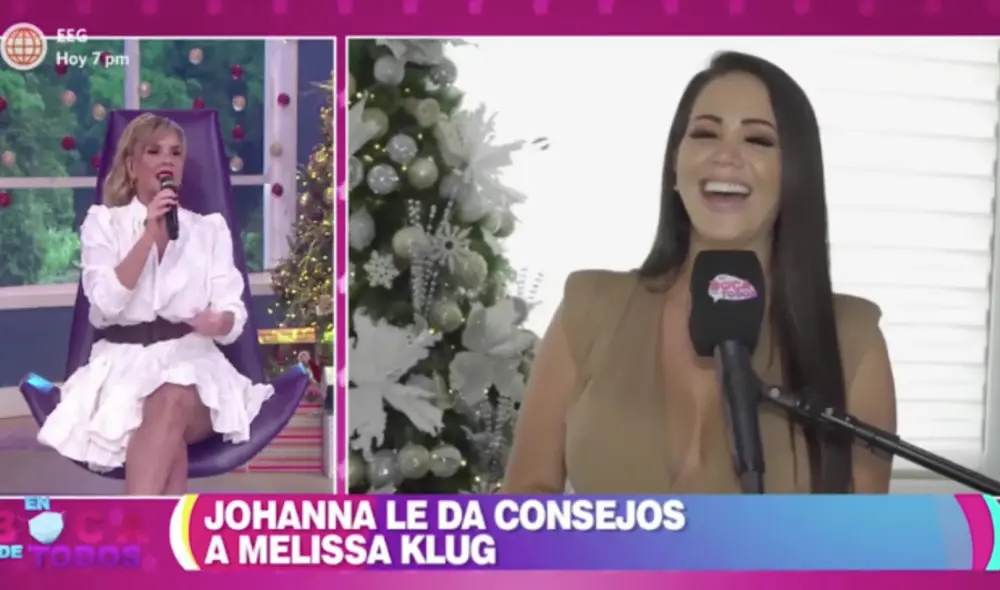 Johanna San Miguel bromea con Melissa Klug sobre el tema de diferencia de edad entre parejas. Foto: En boca de todos/captura. Johanna San Miguel bromea con Melissa Klug sobre el tema de diferencia de edad entre parejas. Foto: En boca de todos/captura.