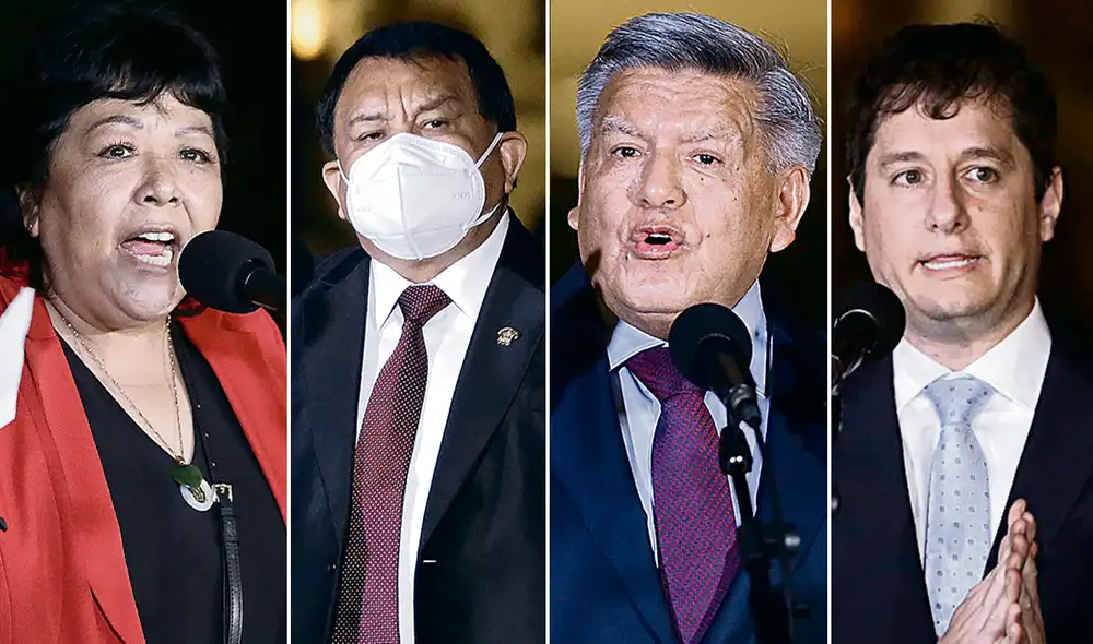 De izquierda a derecha. Patricia Li (Somos Perú), José Luna (Podemos), César Acuña (APP) y Rodolfo Pérez (Partido Morado). Foto: composición Gerardo Marín/ La República