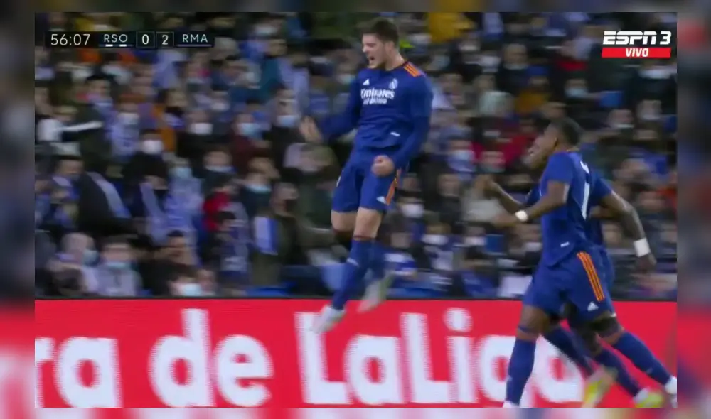 Jovic anota el 2-0 para el Real Madrid ante Real Sociedad. Foto: ESPN Jovic anota el 2-0 para el Real Madrid ante Real Sociedad. Foto: ESPN