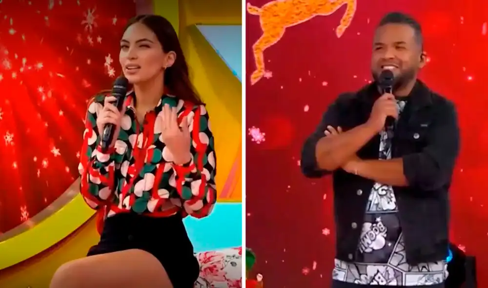 Natalie Vértiz le hizo una broma a 'Choca' Mandros durante Estás en todas. Foto: captura de América TV Natalie Vértiz le hizo una broma a 'Choca' Mandros durante Estás en todas. Foto: captura de América TV